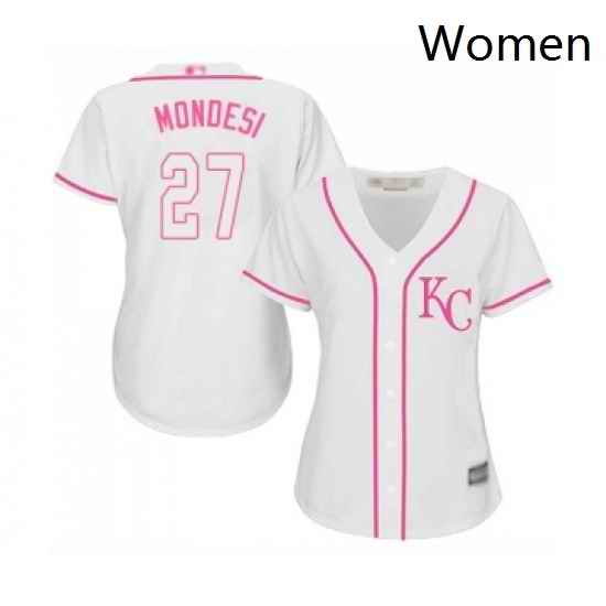 Womens Kansas City Royals 27 Raul Mondesi Replica White Fashion Cool Base Baseball Jersey